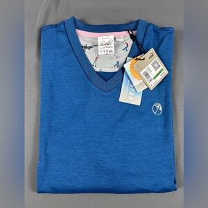 Puma Golf Sweater Arnold Palmer Umbrella Logo V-Neck Large Lake Blue Polyester